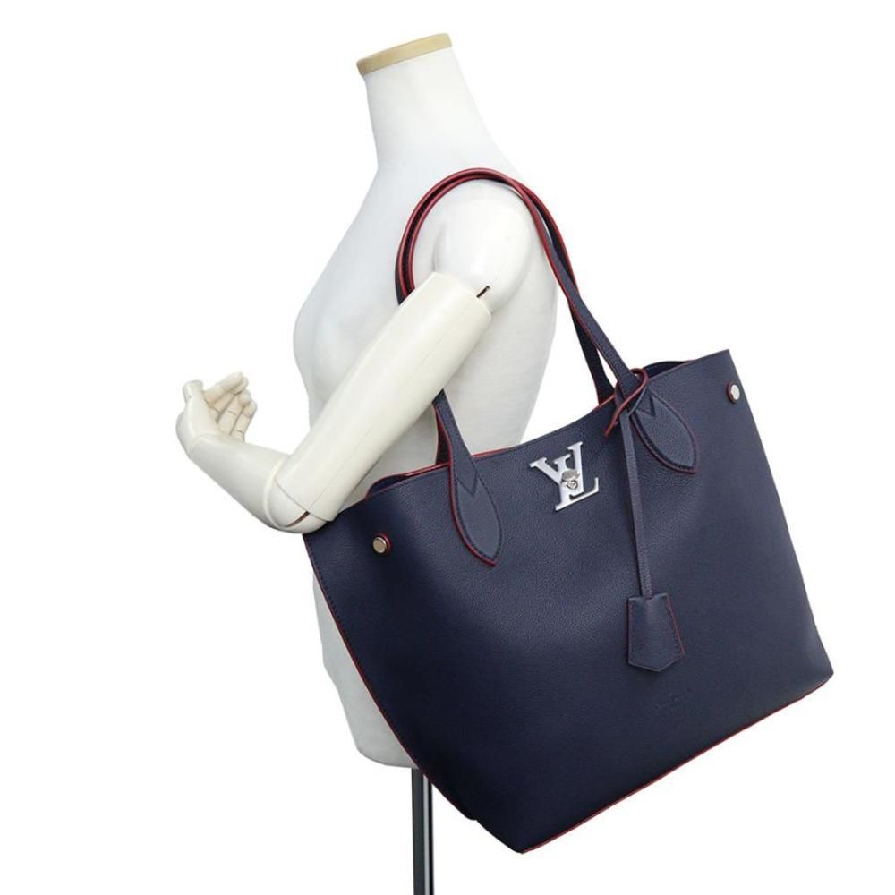 Louis Vuitton LockMe Go Tote Bag Grain Calf Leather Marine Rouge Navy - Picture 8 of 10